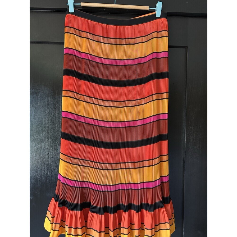 J Crew Sz Small  Midi Skirt Accordian Pleated Multi Stripe NWT